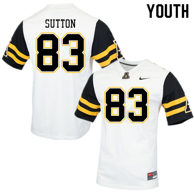 Youth #83 Coen Sutton Appalachian State Mountaineers College Football Jerseys Sale-White - Click Image to Close